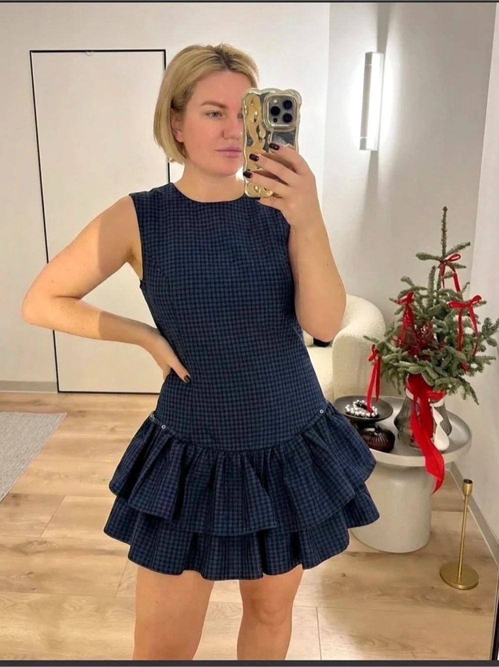 Zara Petite Friendly Cocktail Dress Gingham Mini Cocktail Dress Like New look de